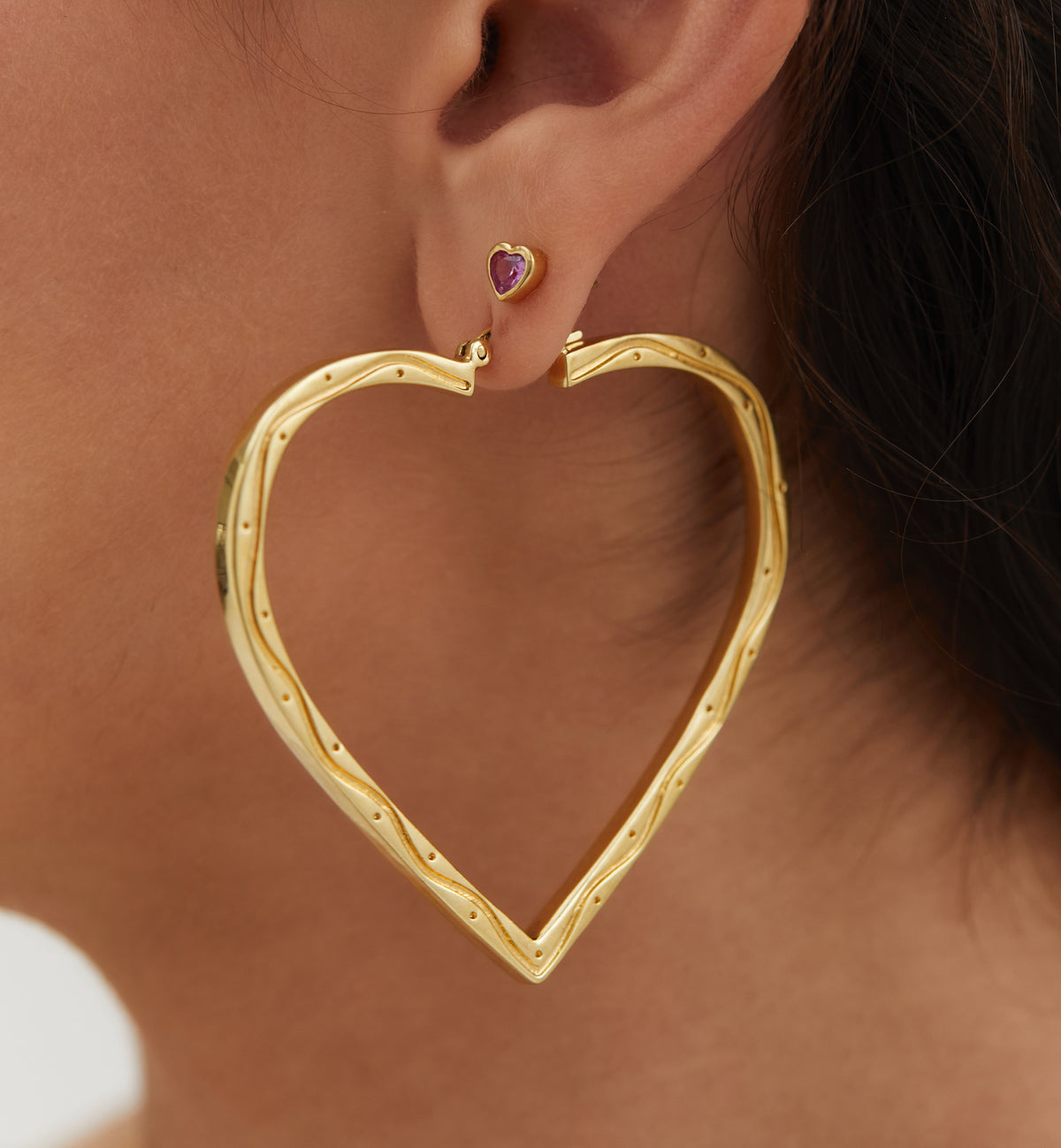Single Heart Ørering, forgyldt