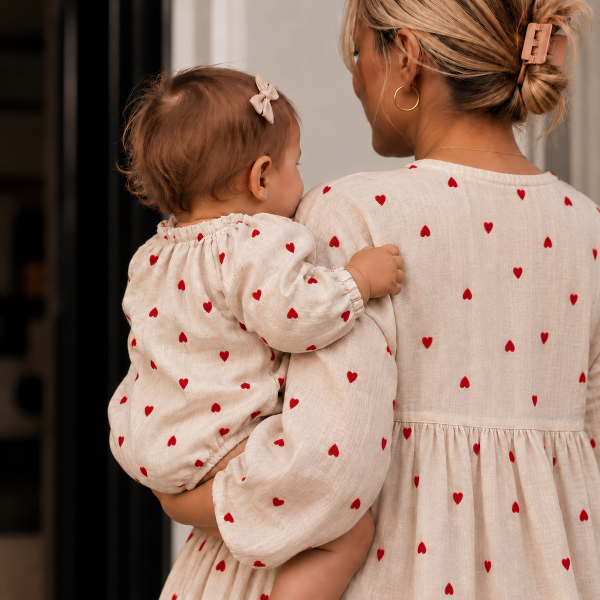 Marleen Baby Romper, Embroidery hearts