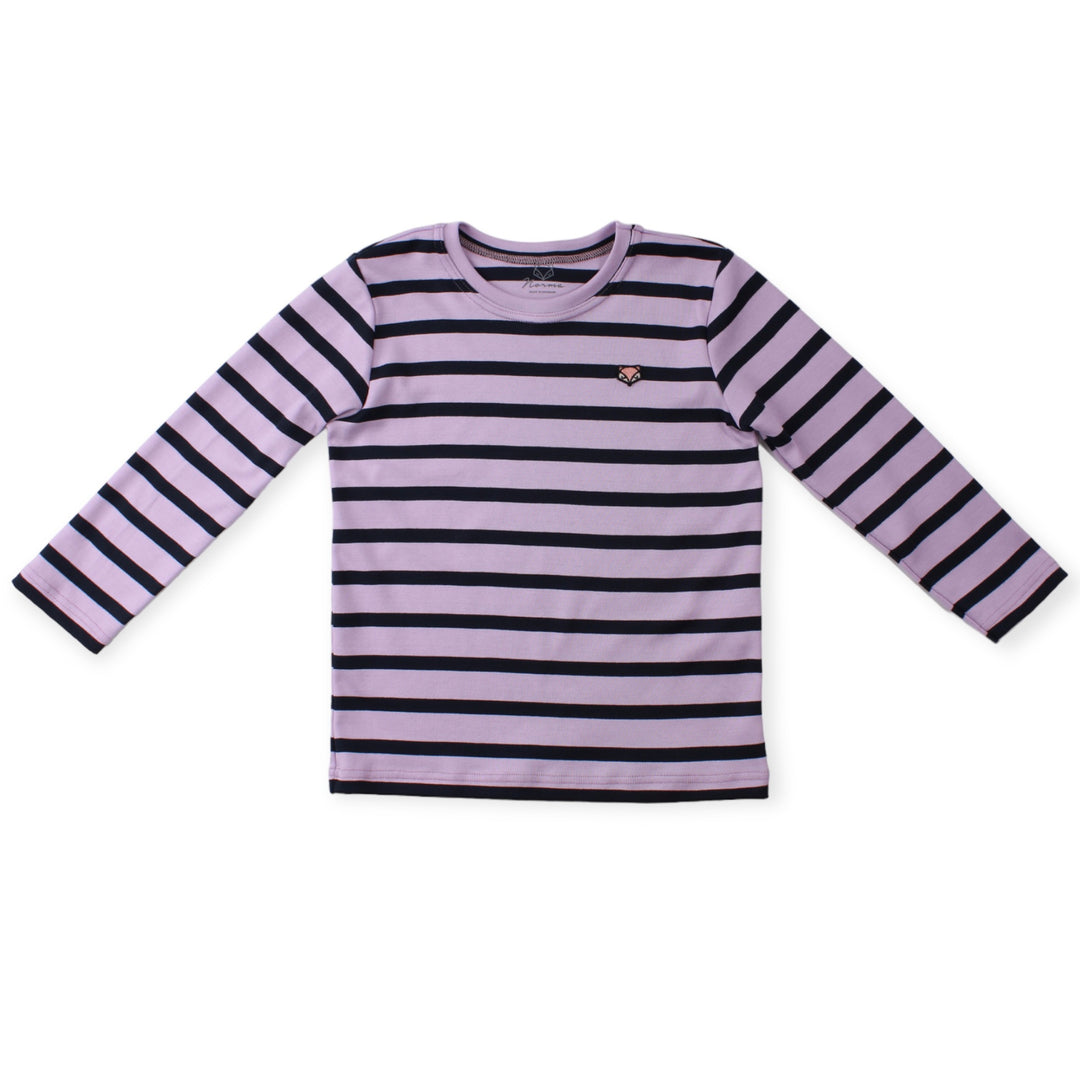 Billie Langærmet Tee, Purple/navy Stripes