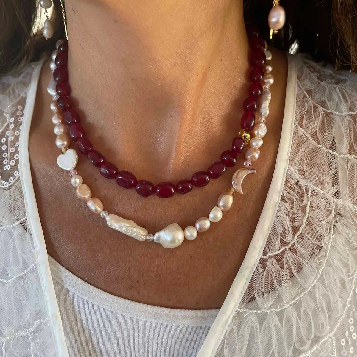 Wilma halskæde Burgundy #Farve_Burgundy