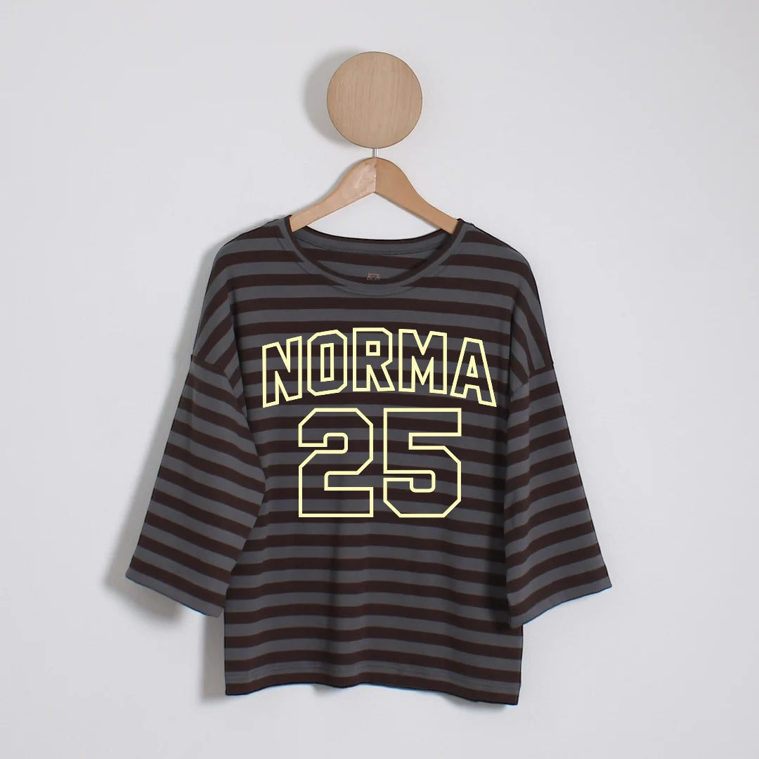 Billie Rib Long Sleeve Tee, Burgundy/blue Stripes