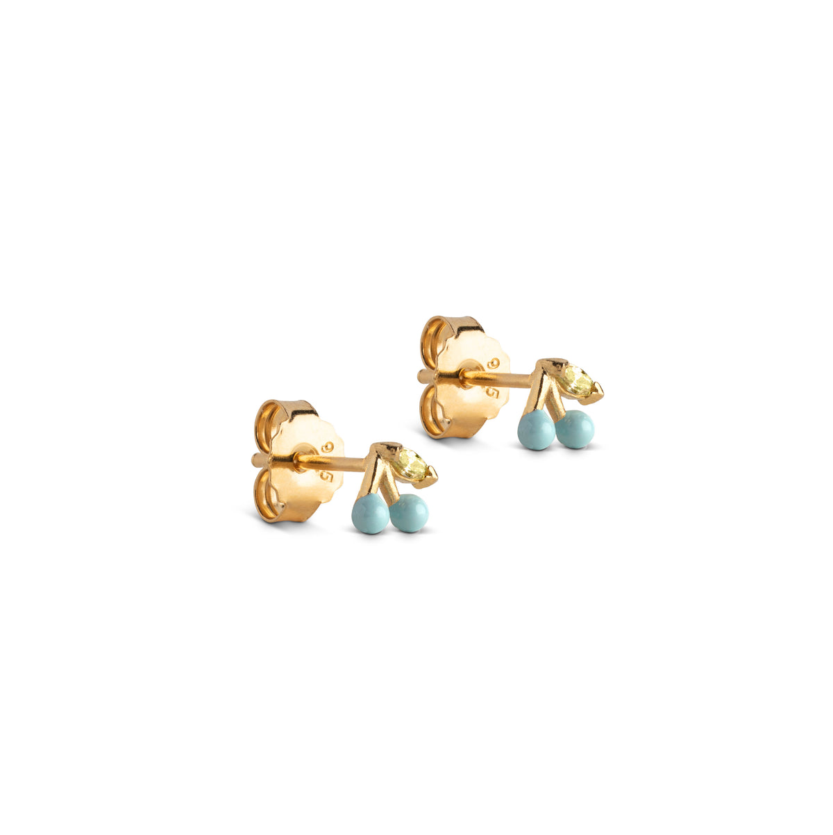 Earrings, Cherry, Gold plated