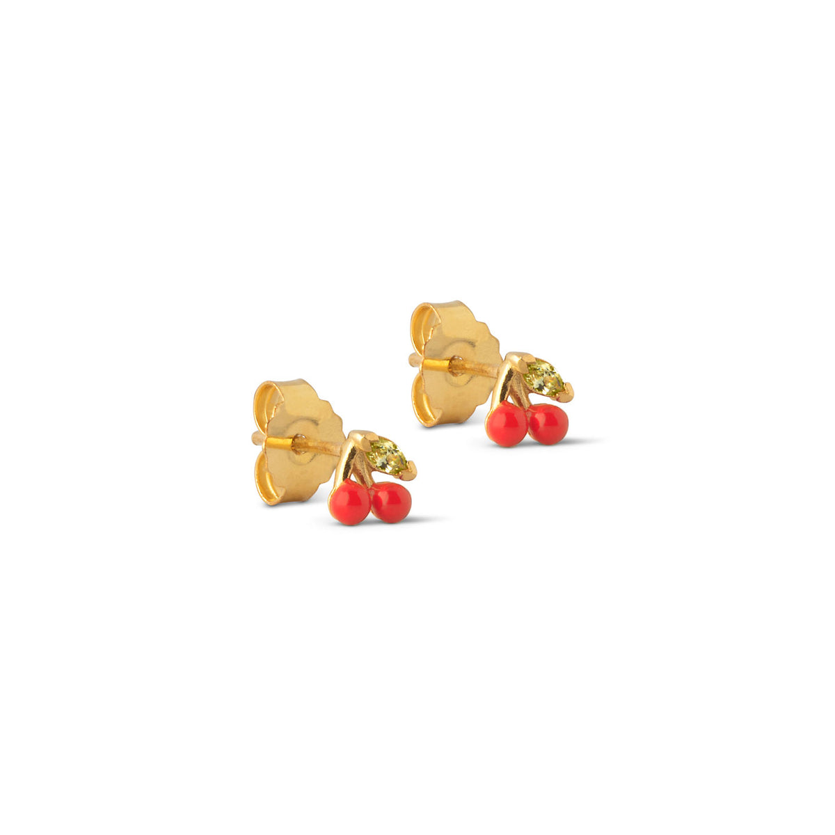 Earrings, Cherry, Gold plated