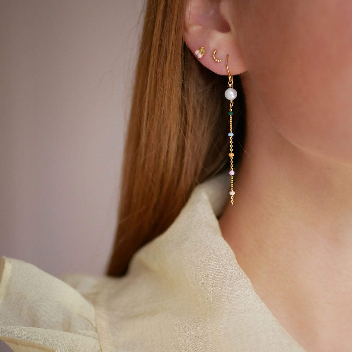 Earrings, Cherry, Gold plated