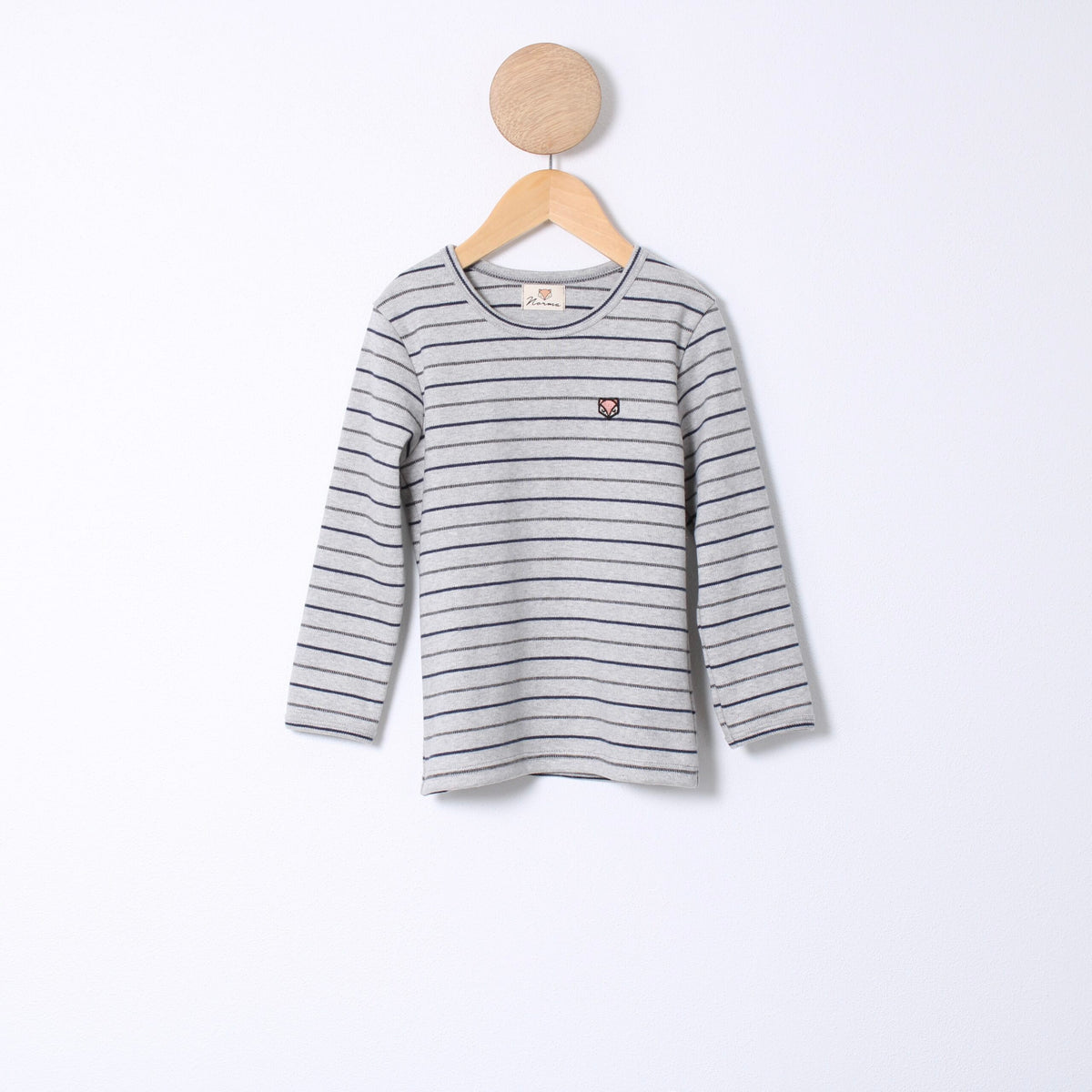 Billie Long Sleeve Tee, Gray melange Stripes