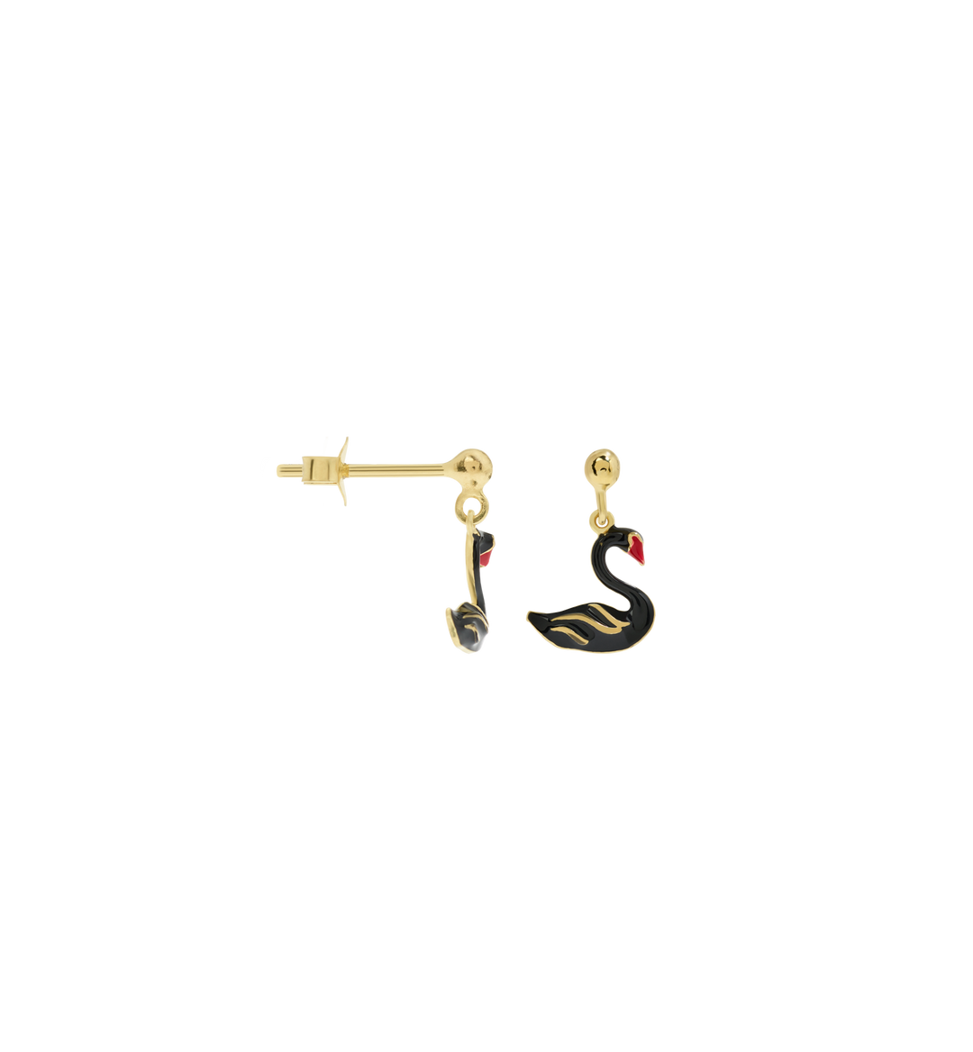 Single Swan Lake Stud Earring Silver Gold Plated
