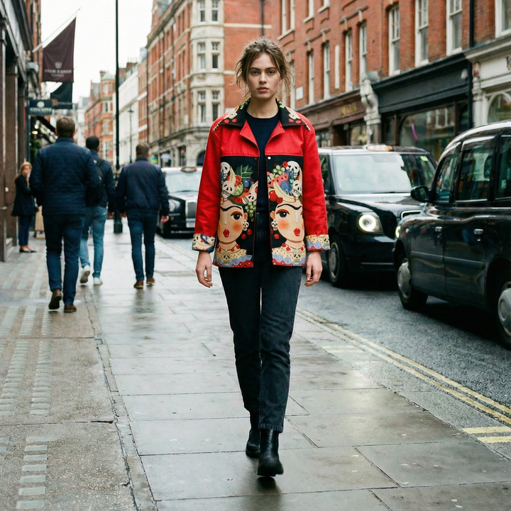 Frida Jakke, Red Glitter Skeleton