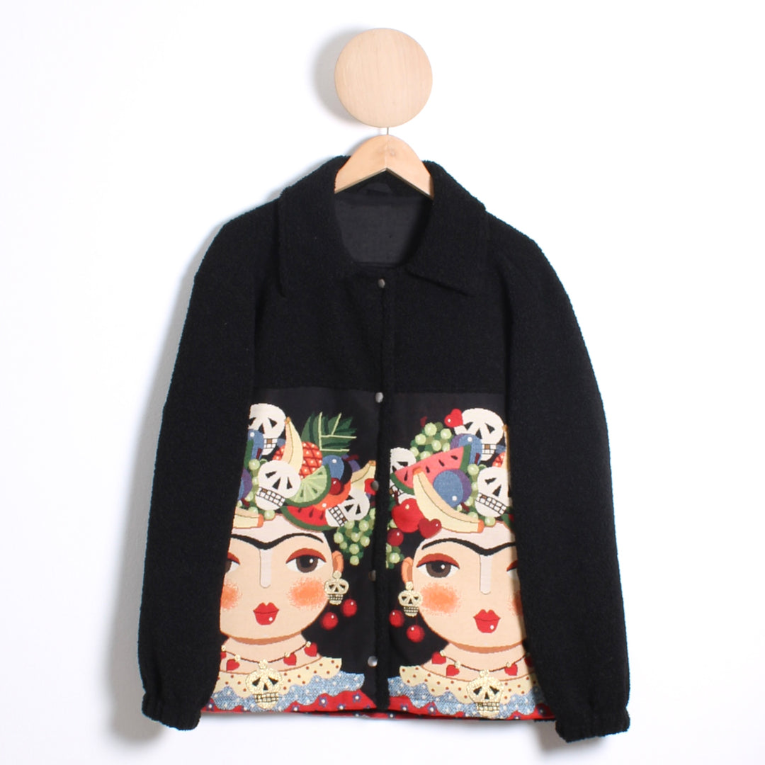 Frida Teddy Jakke, Black Glitter Skeleton