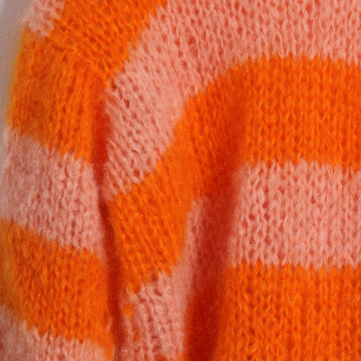 Strikket Stribet Bluse, Fluffy mohair