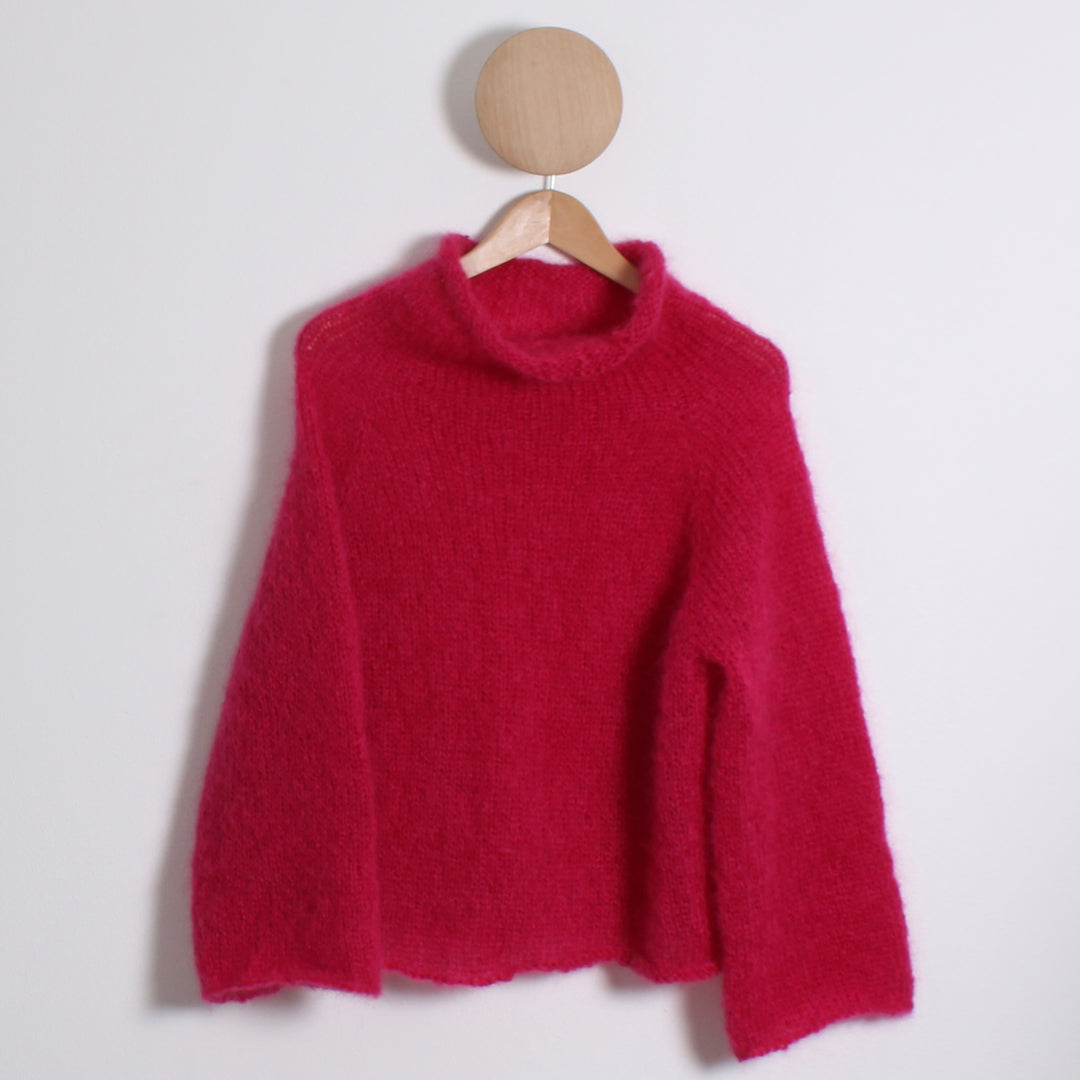 Strikket Stribet Bluse,  Fluffy mohair