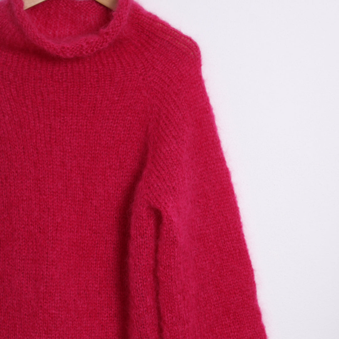 Strikket Stribet Bluse,  Fluffy mohair