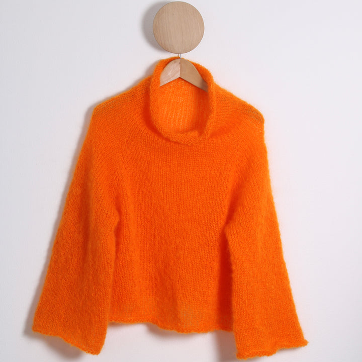 Strikket Stribet Bluse,  Fluffy mohair