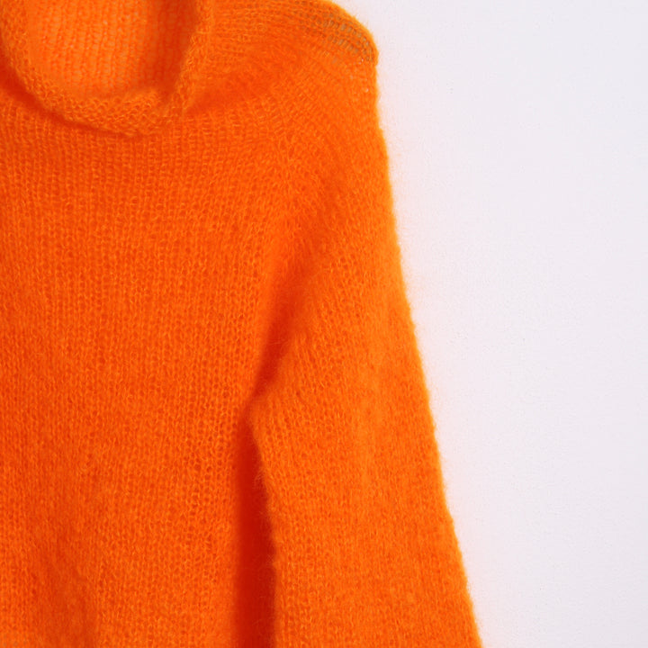 Strikket Stribet Bluse,  Fluffy mohair