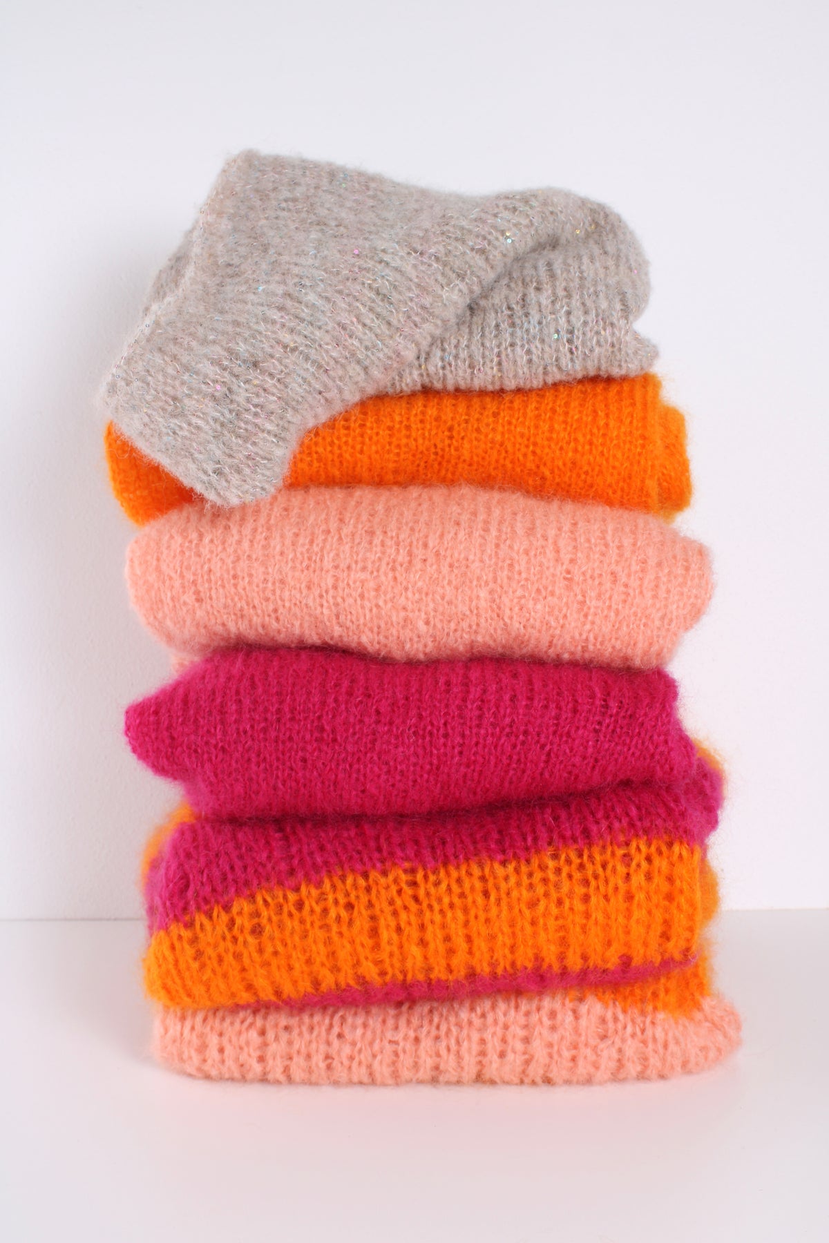 Strikket Stribet Bluse, Fluffy mohair
