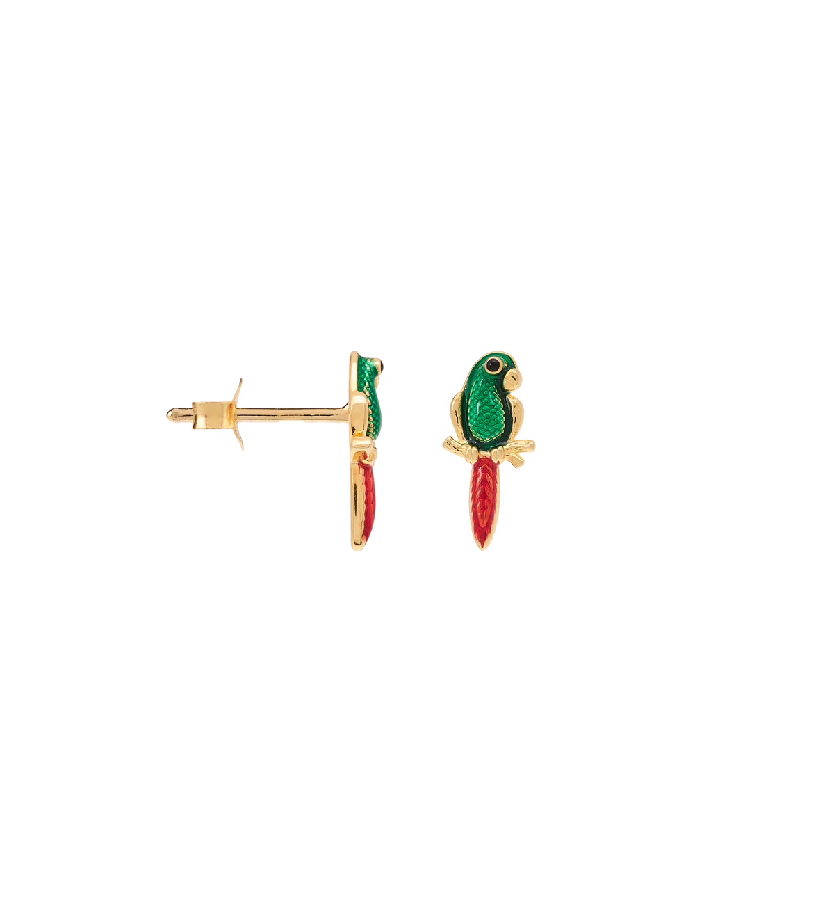Single bird of paradise ørestik, forgyldt