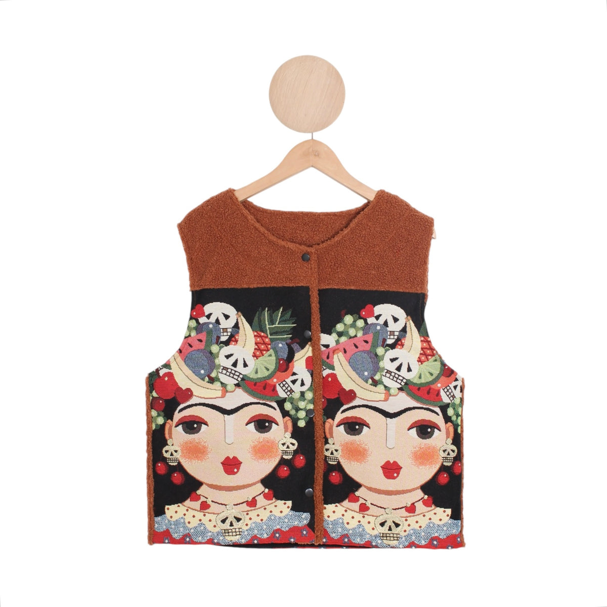 Frida Teddy Vest, Rust Glitter Skeleton