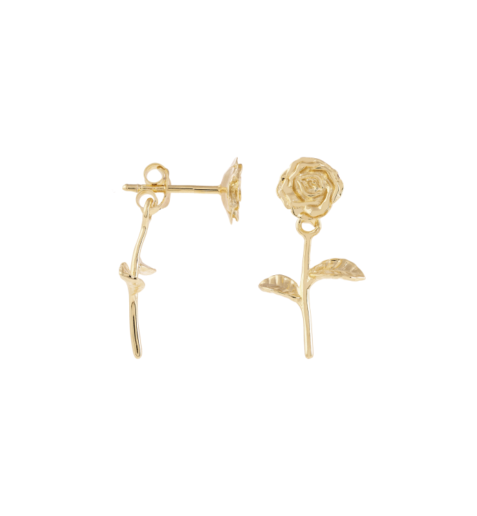 Single hæderlig rose ørestik, forgyldt