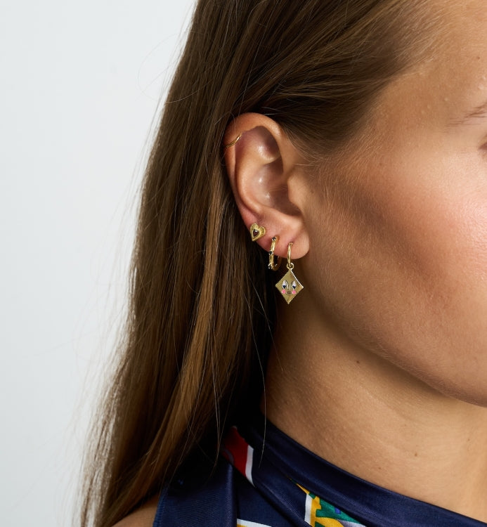 Single Kat kæde ørestik, forgyldt