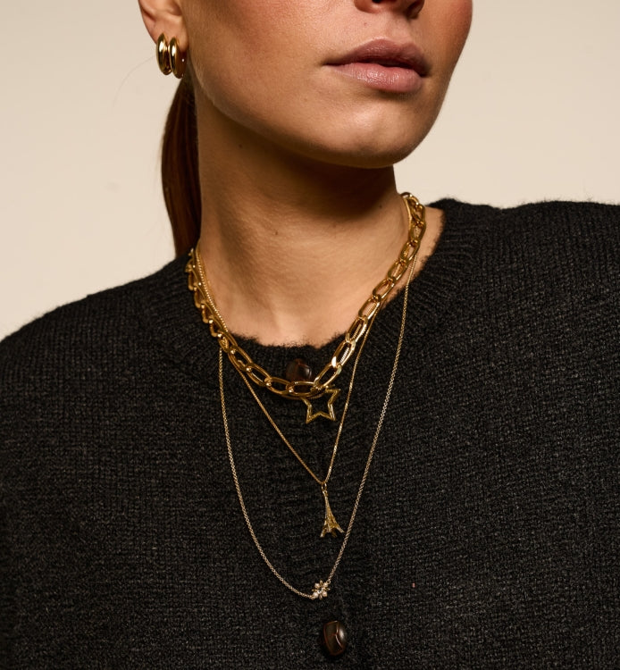 Square Plain Necklace Medium Silver Gold Plated