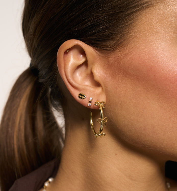 Single Læbe ørestik, forgyldt