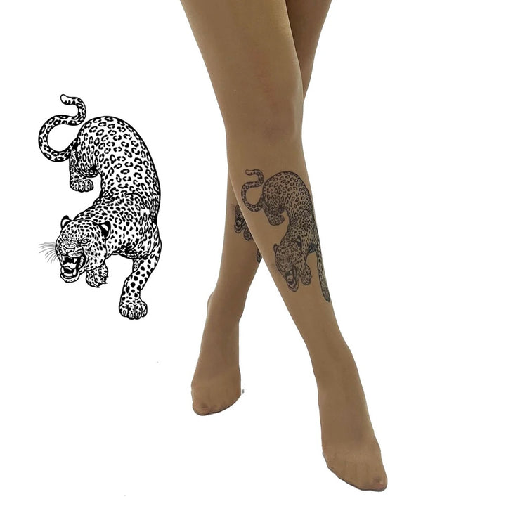 Strømpebukser, Leopard Tattoo print