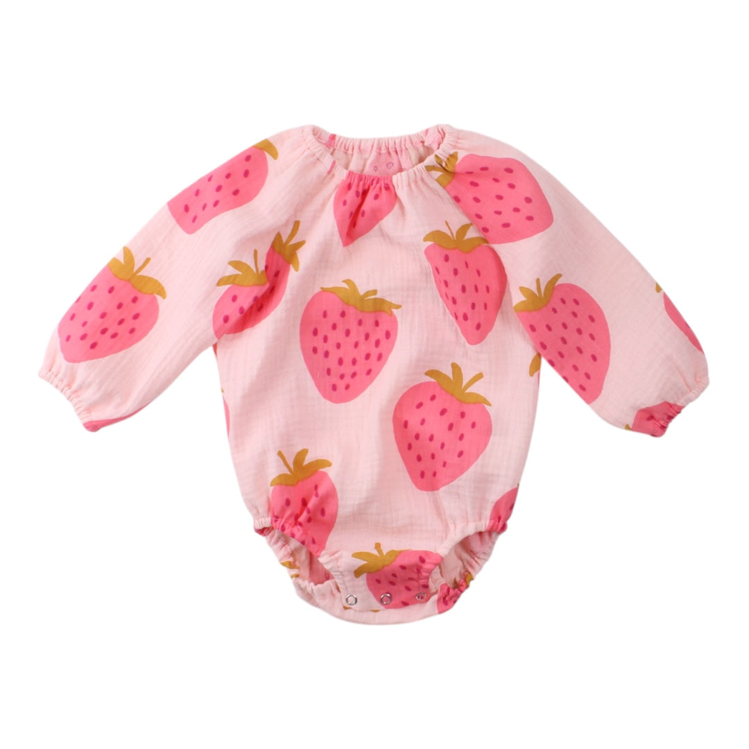 Marleen Baby Romper, Musselin Strawberries
