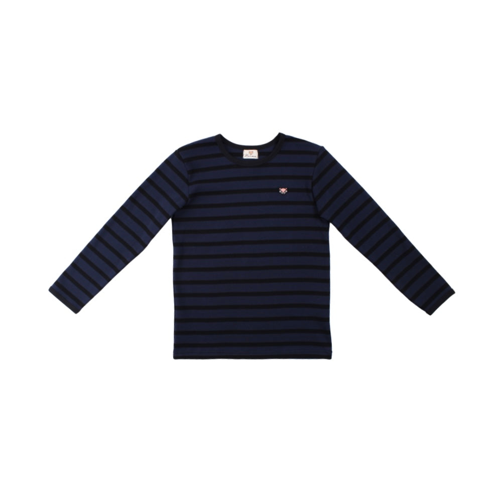 Billie Long Sleeve Tee, Navy/Black Stripes