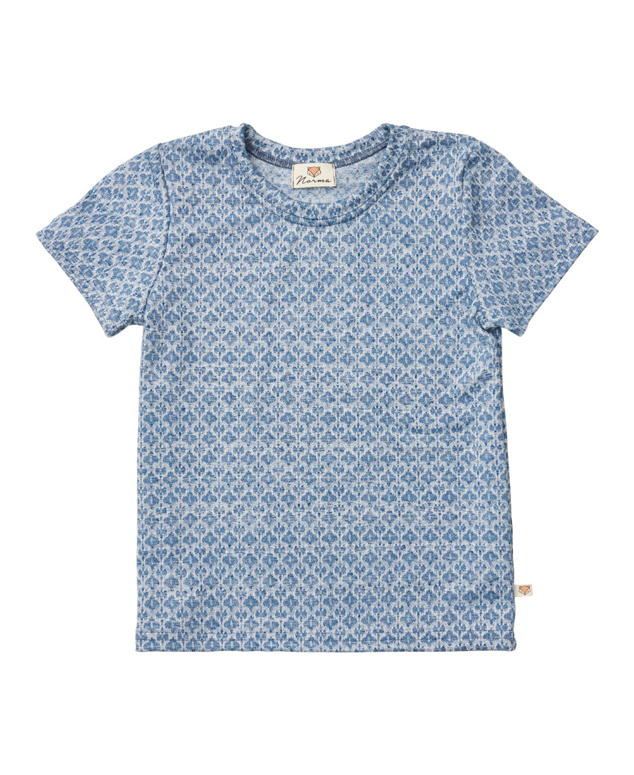 Billie Short Sleeve Tee, Denim Stretch Jacquard