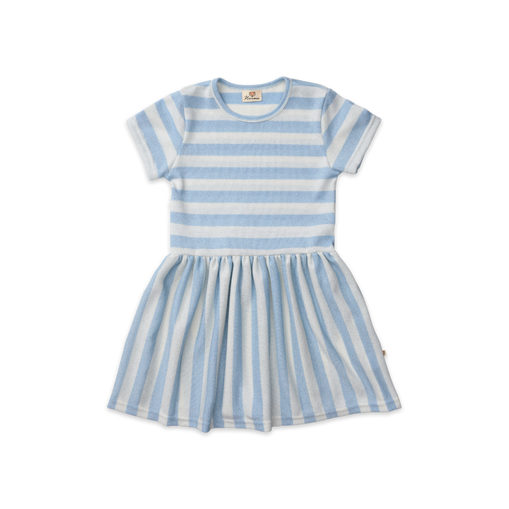 Laura Short Sleeve Dress, Blue Glitter Stripes