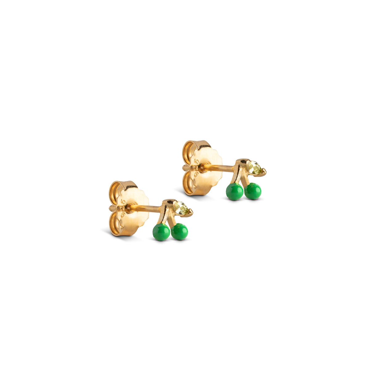 Earrings, Cherry, Gold plated