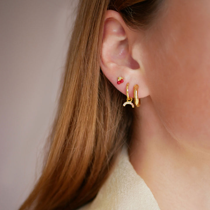 Earrings, Cherry, Gold plated