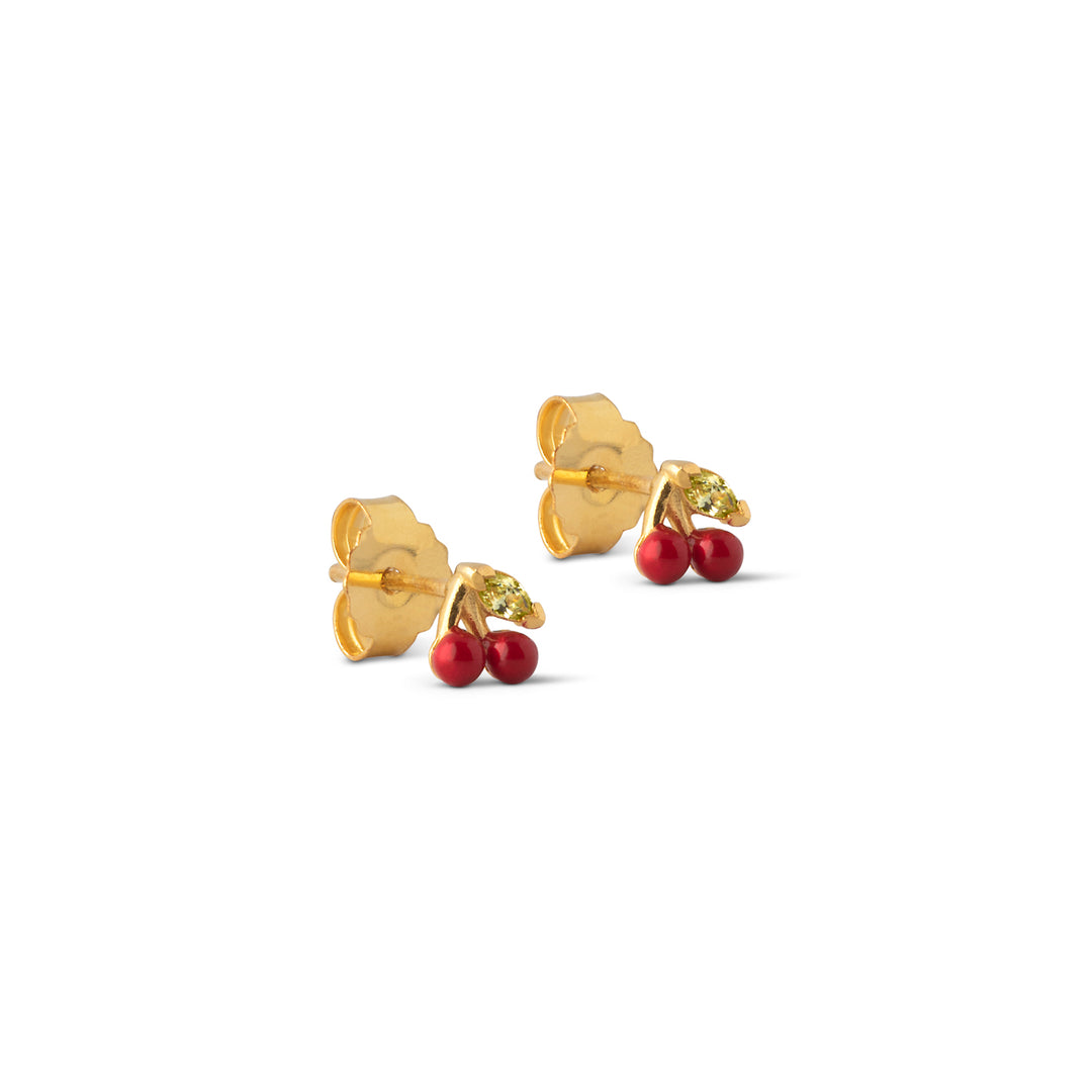 Earrings, Cherry, Gold plated