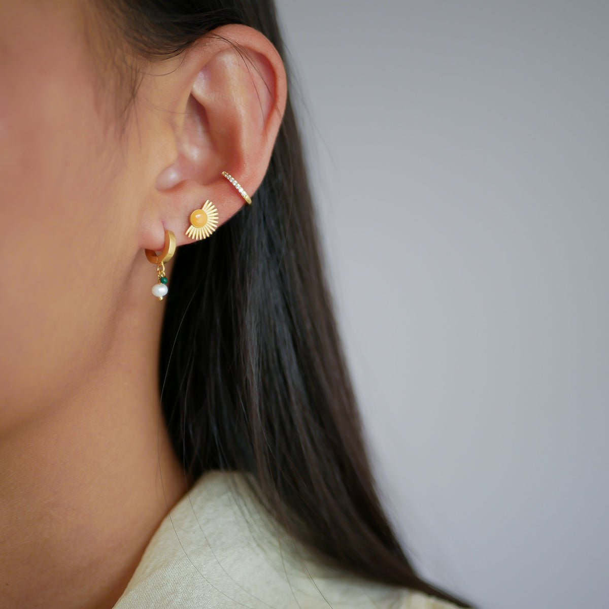 Earrings, Soleil, Gold-plated