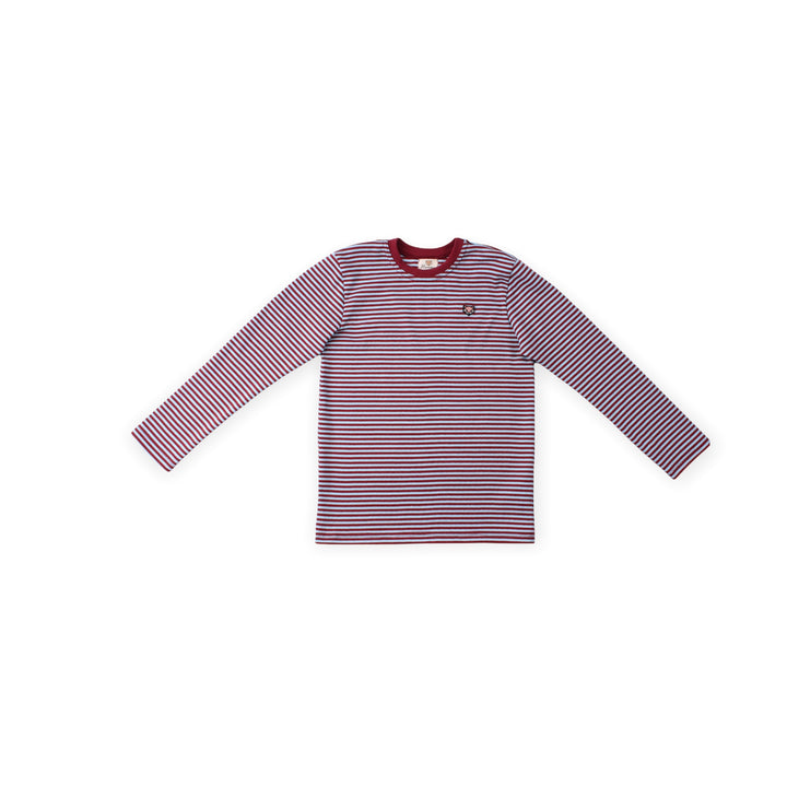 Billie Rib Long Sleeve Tee, Burgundy/blue Stripes