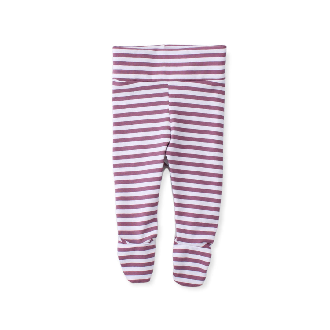 Norma Baby trousers with feet, Purple Stripes