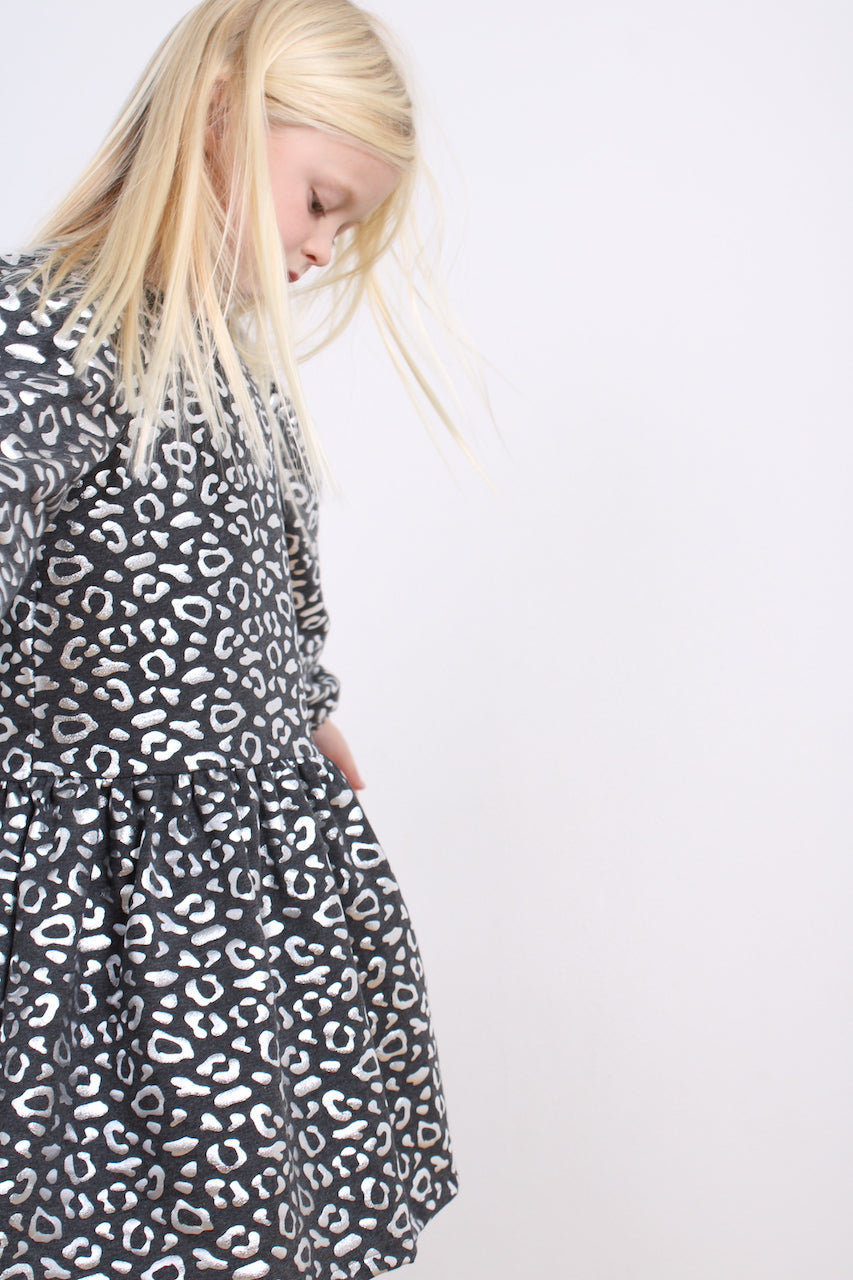 Mio Long Sleeve Dress, Silver Sparkling Leo